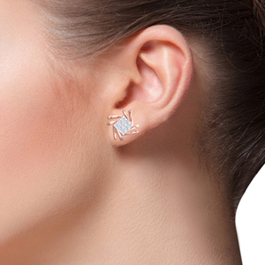 Luxury 18K Rose Gold Lab Grown Princess Cut Solitaire Diamond Stud <b>Earrings</b> Women's Elegant <b>Fine</b> Jewelry Wholesale Supplier - Product Image 5