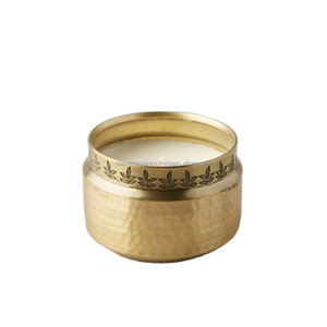 Pot à bougie floral plaqué cuivre OEM ODM conception personnalisée pot de bougie parfumée en gros pot de conteneur de cire de bougie prêt à l'emploi avec logo - Product Image 4