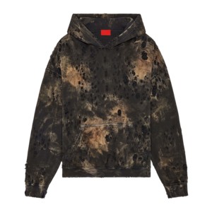 Sweat-shirt à capuche zippé surdimensionné pour homme, en molleton de coton tie-dye, écologique, imperméable, avec poches, pour l'hiver - Product Image 1
