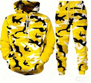 CANBELLO SPORTS Chándal Unisex Amarillo con Capucha, Forro Polar, Manga Larga, Cordón Ajustable, Ropa Casual de Verano, 100% Algodón - Product Image 4