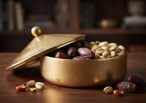 Wholesale Gold Finish Metal Date And Dry Fruit Storage Box Set Minimalist Tabletop Centerpiece Jar - Product Image 5