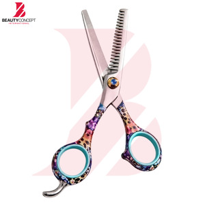 Ciseaux à effiler les cheveux élégants à manche en plastique, outils de texture professionnels de qualité supérieure pour barbier et salon - Product Image 5