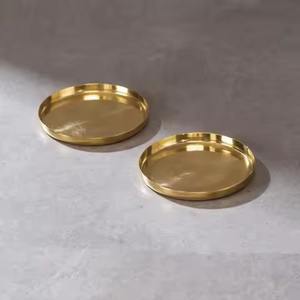 Classic Finish Metal Coasters Set For Drink Holder Decorative <b>Table</b> <b>Protection</b> - Product Image 3