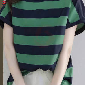 Buen Precio - Camiseta de Mujer al por Mayor con Diseño de Rayas Horizontales - Camiseta Cuadrada 100% Algodón para Exportación a EE. UU., UE, Mercado del Reino Unido - Product Image 4