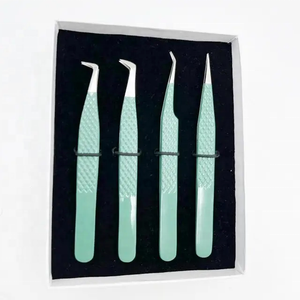 Pinzas para Cejas Curvas de Acero Inoxidable DANTRIC IMPLANTS T-005, Color Verde Menta, Agarre de Diamante, Antiestáticas, Punta Inclinada, Duraderas - Product Image 2
