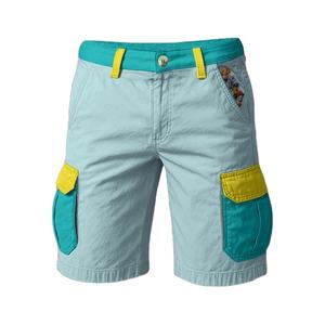 Nouveau thème 100% coton décontracté Cargo Shorts respirant mi-taille avec fermeture à cordon de serrage et logo avant motif solide - Product Image 2