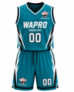 ชุดเสื้อบาสเก็ตบอล WAPRO INDUSTRY แบบซับลิเมชั่น แห้งเร็ว แขนกุด คอวี สำหรับผู้ใหญ่ ทั้งชายและหญิง ชุดทีม - Product Image 1
