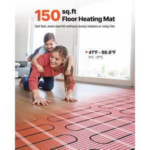 Sistema di Riscaldamento a Pavimento Elettrico da 150 Piedi Quadrati con Termostato Intelligente Autoadesivo 120V e Accessori per Pavimenti - Product Image 2