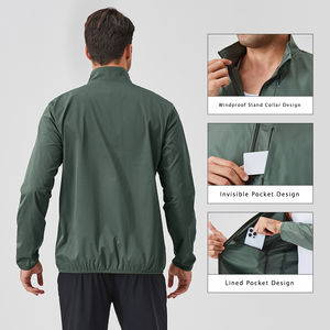 Veste coupe-vent de sport pour homme, manches longues, demi-zip, coupe-vent respirant, camouflage, course à pied, fitness - Product Image 2