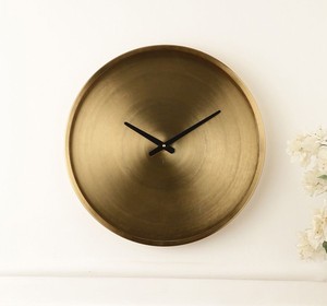 Minimalist Round Brass Wall <b>Clock</b> Analog Quartz <b>Silent</b> Black Hands for Living Room - Product Image 3