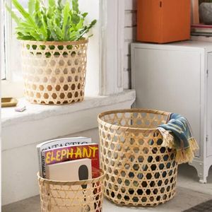 Panier en bambou naturel tissé à la main, écologique, pour le rangement de la cuisine, de la salle de bain, de la buanderie et la décoration de la maison, vente en gros - Product Image 2