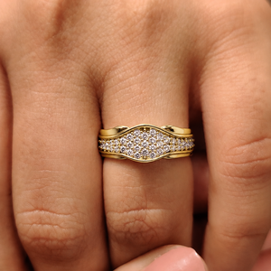 Luxury Fashion 18K Solid Gold Round Cut Lab Grown Diamond 0.50 CTW DEF VVS Wide <b>Dome</b> Pave Band <b>Ring</b> Wedding <b>Ring</b> Unisex Jewelry - Product Image 2