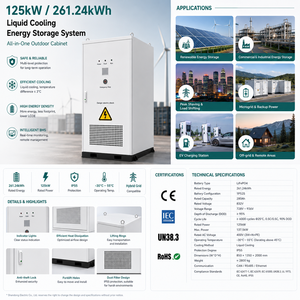 Armoire de <span class=keywords><strong>stockage</strong></span> d'énergie BESS LiFePO4 refroidie par liquide 261 kWh 832 V, système de <span class=keywords><strong>stockage</strong></span> d'énergie 125 kW pour usage commercial et industriel - Product Image 6