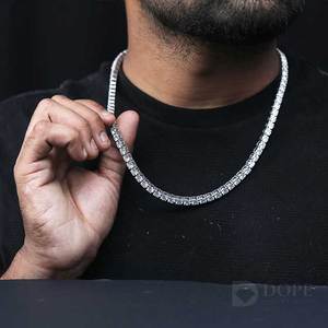 Collier chaîne cubaine Miami en argent sterling 925 avec diamant de laboratoire, bijoux hip-hop unisexe pour cadeau de fête - Product Image 5