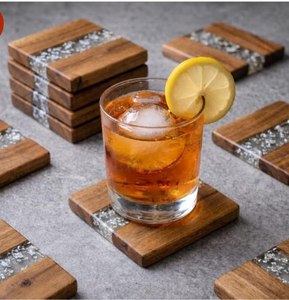 High Demand Handcrafted <b>epoxy</b> <b>Resin</b> & Wood coaster Set Coffee Cup Mats 7 Pads Non Slip <b>Table</b> Decoration coaster Set - Product Image 2