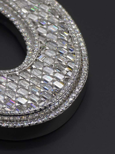 Collier Pendentif Ovale en Moissanite, Pendentif Statement Pavé Baguette, Bijoux de Luxe pour Hommes et Femmes, Cadeau de Mariage Hip Hop Élégant - Product Image 3