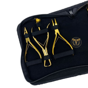 Premium Gold Hair Extension Tool <b>Set</b> – Stainless Steel Pliers Kit with Loop Needle <b>Crochet</b> Hook Razor & Storage Case Salon Use - Product Image 3