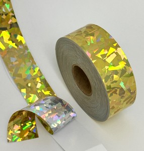 Gold Crystal Holographic Confetti Decorative Adhesive Tape Iridescent Sparkle Craft Tape for Gift Wrap Scrapbooking Packaging - Product Image 1