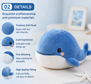Peluche de Ballena, Adorable Peluche de Animal Marino, Kawaii, Suave y Acogedor, Regalo para Niños y Bebés - Product Image 3