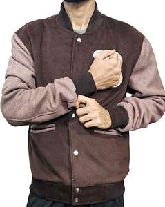 Veste bomber en laine pour homme, style varsity, coupe slim, décontractée, chaude, veste de baseball pour garçons, style universitaire - Product Image 2
