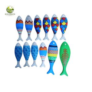 Décoration murale artisanale en bois sculpté en forme de poisson, art populaire, pour cadeau du Nouvel An - Product Image 1