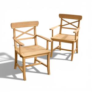 Silla de Comedor de Madera de Teca Indonesia con Respaldo Cruzado, Silla de Madera Maciza de Lujo, Impermeable y Ecológica para Patio, Terraza y Jardín - Product Image 2