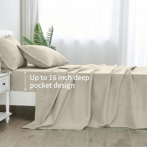 Drap de lit uni en fibre de bambou 300TC, doux, durable et rafraîchissant, pour la maison, la chambre, l'hôtel, les centres de villégiature et les locations, en vente - Product Image 2