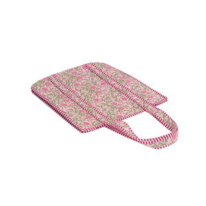 Bolsa de Mano Acolchada de Algodón Hecha a Mano, con Estampado Floral Rosa, Reversible, para Compras, para Mujer - Product Image 2