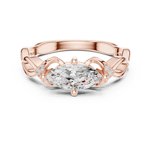 Joyas románticas 10K Real Gold Moissanite Halo Anillo de bodas Joyería fina - Product Image 5