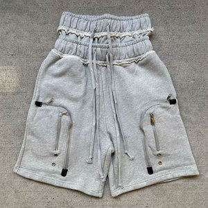 Shorts de survêtement en coton épais personnalisés de haute qualité, longueur genou, avec cordon de serrage, effet délavé, double taille, collection 2026 - Product Image 1