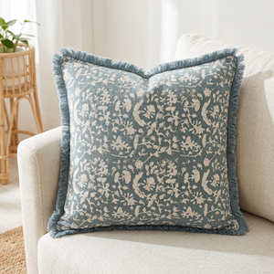 Housse de coussin décorative à imprimé floral botanique beige, avec passepoil, style campagne française, pour la décoration intérieure, 50 × 50 cm - Product Image 4
