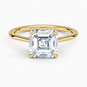Anillo de compromiso de moissanita de 2 quilates con corte Asscher, anillo nupcial solitario con diseño de tallo dividido esculpido - Product Image 1