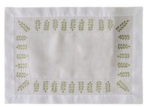 Juego de Manteles Individuales y Servilletas Bordados Lavables al por Mayor con Hojas Verdes, de Algodón Blanco con Dobladillo, para Hogar, Bodas y Eventos - Product Image 3