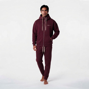 Hawk Eye Sports – Ensemble de survêtement zippé vierge, style dernière génération, en molleton technique épais, deux pièces pour homme, couleur bordeaux, 100 % coton - Product Image 3