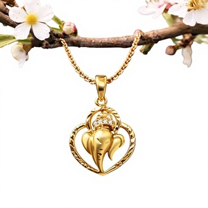 Colgante de Corazón de Ganesha en Oro Sólido de 22k, Amuleto Religioso del Dios Ganesh, Collar Hecho a Mano, Joyería Fina Espiritual, Regalo - Product Image 2