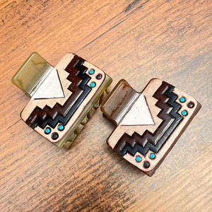 2025 New Design Hand <b>Tooled</b> Leather Mini Hair <b>Clips</b> High Quality Genuine Leather Charms Hair Claws <b>Clip</b> Accessories for Women's - Product Image 5