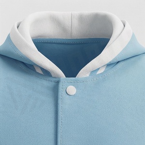 Conjunto Deportivo Unisex Azul Claro con Capucha, Manga Larga, Color Sólido, Informal, con Bolsillos Laterales y Cierre con Cordón, para Otoño - Product Image 4