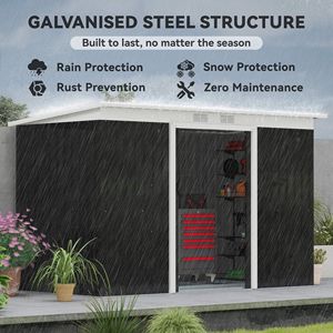 Capanno da Giardino in Metallo Spazioso 2,7m x 1,35m x 1,68m per Esterni con Struttura Antiruggine e Design Ventilato Resistente - Product Image 4