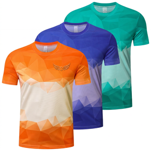 Men's <b>Geometric</b> Pattern Quick Dry Short Sleeve O Neck T-<b>Shirt</b> Regular Fit Casual Polyester Knitted Top - Product Image 1