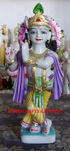 Hermosa Estatua de Lord Krishna de Mármol Blanco Puro, Hecha a Mano, con Diseño Tradicional, Duradera, para Decoración del Hogar - Product Image 5