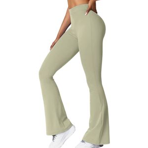 OEM ODM Women Mid Waist <b>Flare</b> Yoga <b>Leggings</b> Custom Logo Stretch Fitness Gym Pants Wholesale Sportswear - Product Image 4
