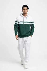 ONETEN APPARELS <b>Men's</b> Color Block Anti-Shrink Winter Streetwear <b>Hoodie</b> Plus Size Cotton French Terry Pullover Sweatshirt - Product Image 1
