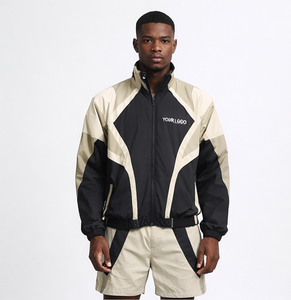Custom Logo Color Block Windbreaker Shorts <b>Set</b> Lightweight Windbreaker Two Piece Jacket And Shorts Windbreaker <b>Set</b> - Product Image 3