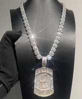 Collier Pendentif Hip Hop Glacé de Qualité Supérieure, Chaîne Unisexe, Sertissage Pavé de Diamants, Plaqué Or 18K, Style Bouclier, Cadeau