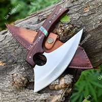Exotisch gekleurd Damascus staal Ulu-mes ergonomische handgreep roestvrijstalen lemmet ambidexter lederen schede cadeauset - aanpasbaar