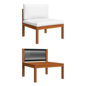 Ensemble de salon de jardin modulaire en bois d'acacia massif, 6 pièces, couleur crème - Product Image 4