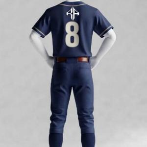 Ensemble uniforme de baseball pour homme avec logo blanc, manches courtes, col rond, 100 % polyester, coupe classique, fermeture boutonnée par RIVIAN ATLANTIC - Product Image 3