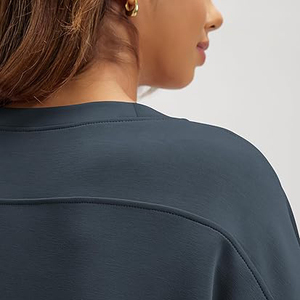 เสื้อสเวตเชิ้ตแขนยาวสำหรับผู้หญิง มีช่องสำหรับนิ้วโป้ง คอกลม ทรงหลวม ผ้าฟลีซผสมฝ้ายเนื้อนุ่ม ใส่สบาย - Product Image 5