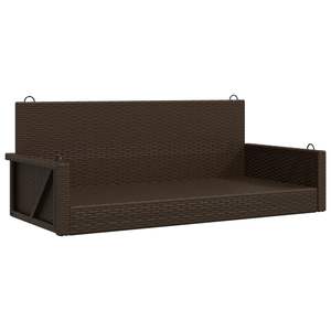 Banc balançoire en rotin PE brun, acier thermolaqué, banc balançoire de patio standard - Product Image 2