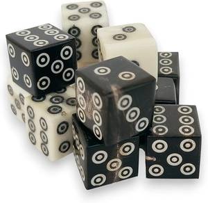 Hand Crafted 6 Sides Viking/Medieval Betting Bone and Horn <b>Dice</b> <b>Set</b> of 12 Pcs - 9/16 Inch (14-15 mm) Thick - Product Image 1
